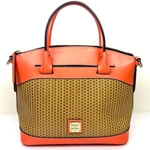 Dooney & Bourke Beacon Woven Domed Satchel Bag - Coral